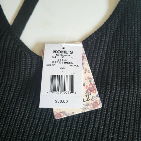 Pink Republic Lightweight Knitted Black Sweater Tank Cross Back Size Large - Picture 5 of 9
